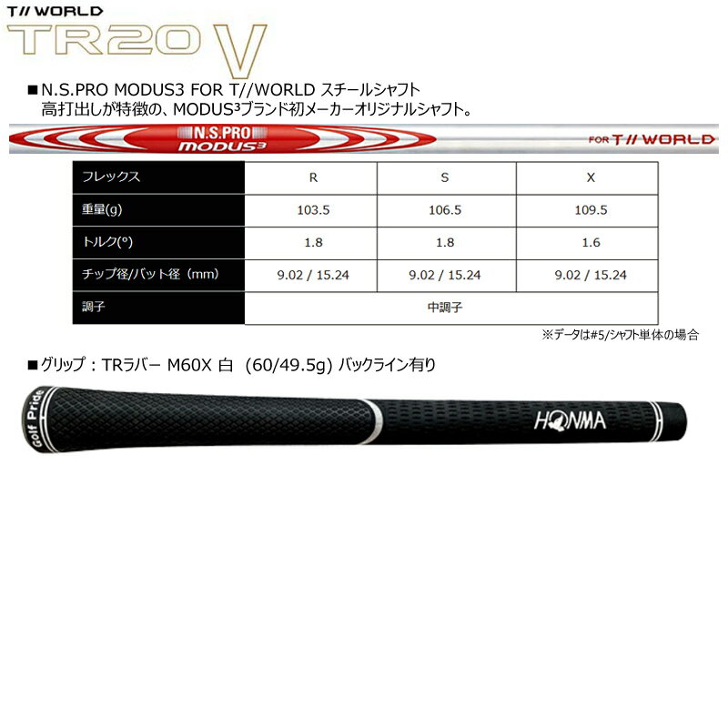本間ゴルフ(ホンマ/HONMA)ツアーワールドTR20Vアイアン6本組(#5-#10)N.S.PROMODUS3FORT//WORLDスチールシャフト(TW747後継モデル)