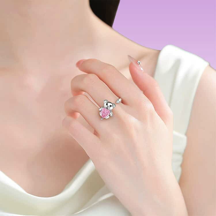 キラキラ 指輪 ストレス解消リング クマ 回転リング レディース ジルコン スピナー...