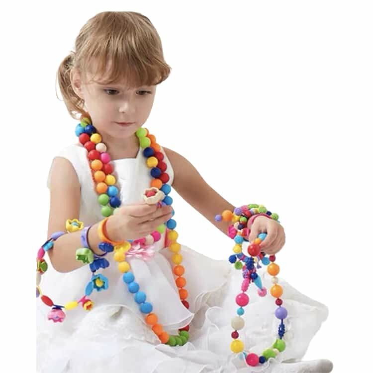 カラフルビーズ ハニーアートビーズ ハンドメイド 500個セット 男の子 アクセサリーキット ブレスレット 女の子 500個セット ネックレス リング 手作りキット ビーズおもちゃ 3