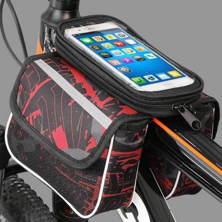 自転車 フロントバッグ 迷彩 フレームバッグ ロードバイク スマホホルダー サドル...