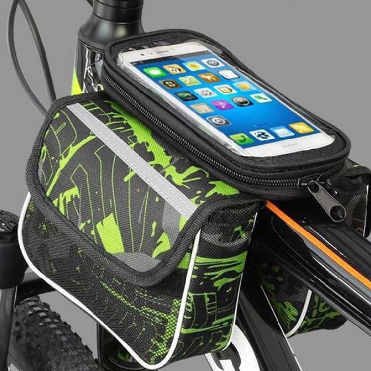 自転車 フロントバッグ 迷彩 フレームバッグ ロードバイク スマホホルダー サドル...