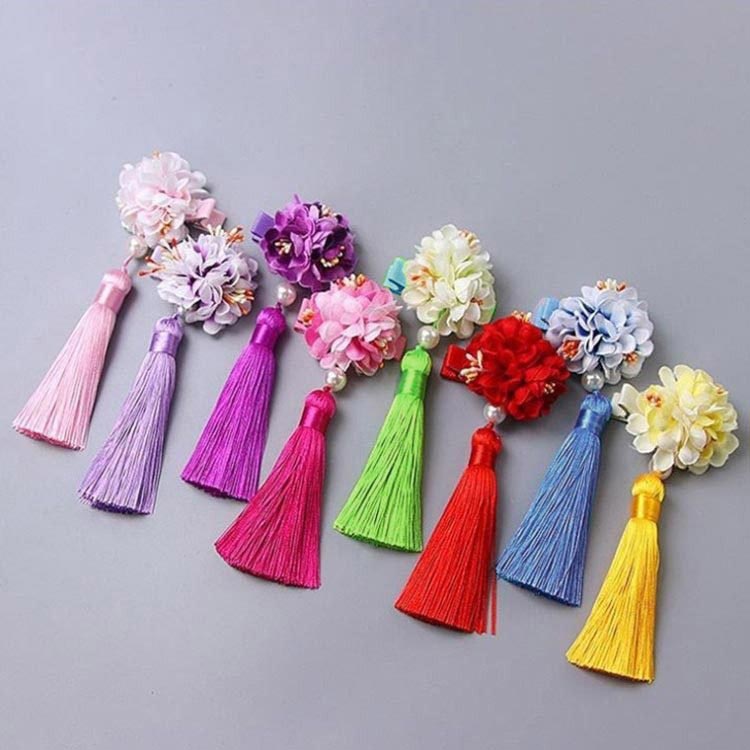 送料無料 七五三 髪飾り キッズ 花 ヘアアクセ ダリア タッセル クリップ留め 浴衣 結婚式 卒園式 卒業式 夏祭り お正月 お宮参り 三歳 五歳