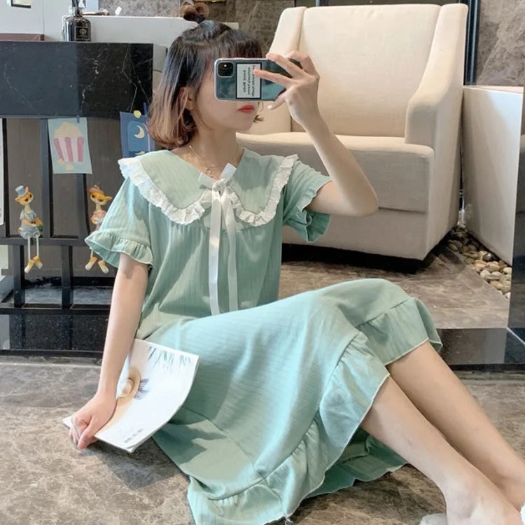 レディースパジャマ ルームウェア ナイトドレス ワンピースパジャマ 涼しい 寝巻き ドレスパジャマ 部屋着 ゆったり 可愛い ロングドレス ワンピース 春夏秋冬 柔らかい 軽い 寝間着 快眠パジャマ ナイトウェア