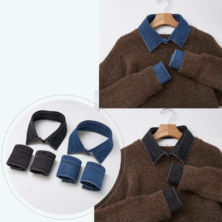 セット 付け袖 デニム カジュアル フェイクカ...の紹介画像2