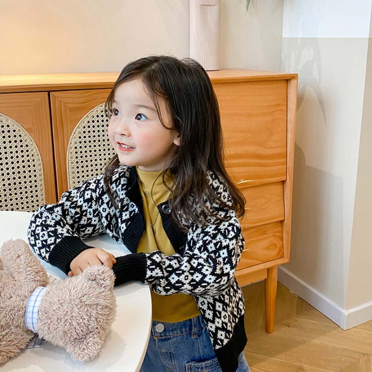子供服 ベビー服 カーディガン 女の子 男の子 秋冬 ニット セーター 長袖 チェック...