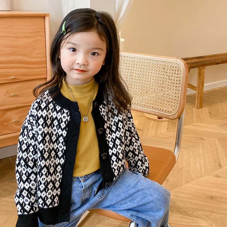 子供服 ベビー服 カーディガン 女の子 男の子 秋冬 ニット セーター 長袖 チェック...