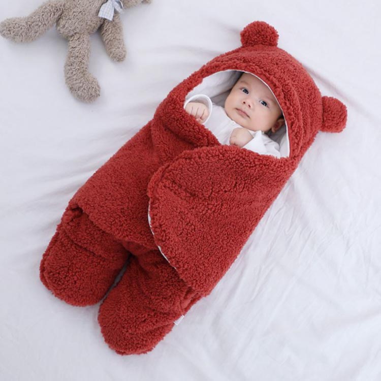 新生児 赤ちゃん 足付きおくるみ ベビー ブランケット フリース ふわふわ タオルケット 寝袋 防寒 赤ちゃん ロンパース クマ耳付き かわいい ベビー服 肌着 男の子 女の子 子供 カーバオール ベビー ギフト 出産祝い インスタ映え 前開き 無地 秋冬 2