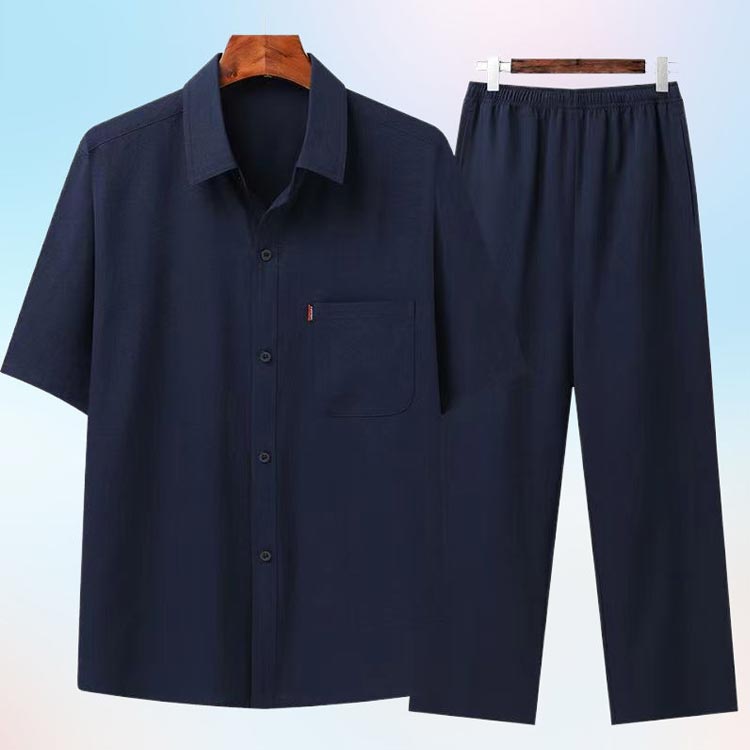 接触冷感 セットアップ メンズ 半袖 シャツ ロングパンツ 夏 薄手 涼しい 上下セット 2点セット サマーシャツ 胸ポケット カジュアルシャツ ゆったり ルームウェア スポーツ 運動着 アウトドア 大きいサイズ 無地 カジュアル おしゃれ 春 夏 夏服 送料無料