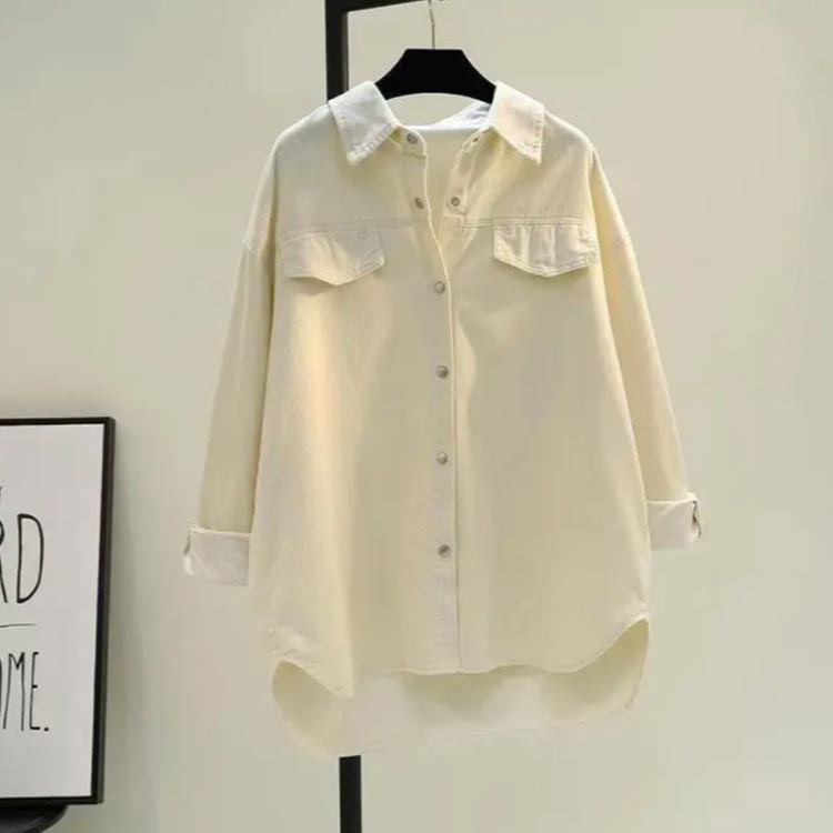 コーデュロイシャツ 無地 春秋冬 ブラウス シャツ 上品 シャツ トップス アウター カーデガン 大きいサイズ 羽織 新作 女性 レディース 長袖 きれいめ 体型カバー カジュアル ジャケット 大きいサイズ 通勤 ゆったり 重ね着 シンプル 送料無料 大人