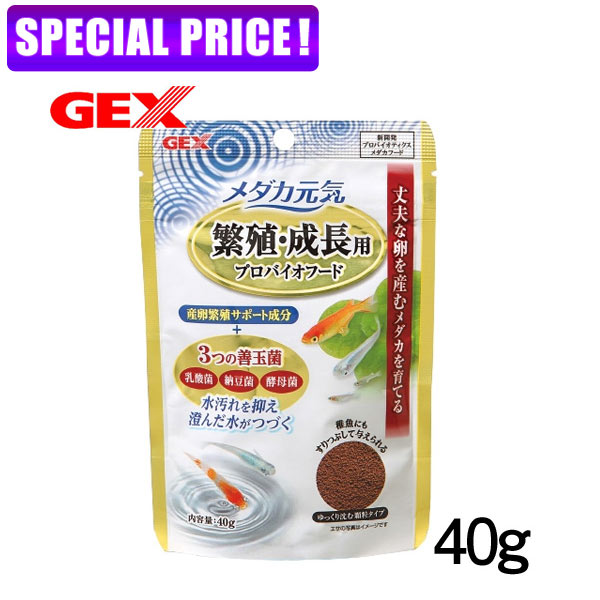 (日曜闇市)ネコポス290円GEX　メダカ元気 繁殖・成長用プロバイオフード　40g　※賞味期限：2021/08