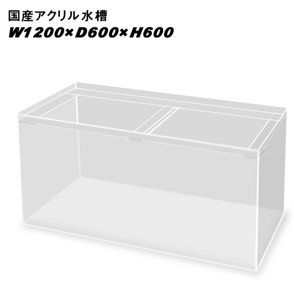 国産アクリル水槽W1200×D600×H600/板厚：周囲10mm底面8mm 溶剤接着 帯無し【同梱不可】【送料要問い合わせ】【アクリル水槽】 【水槽/熱帯魚/観賞魚/飼育】【生体】【通販/販売】【アクアリウム/あくありうむ】【小型】