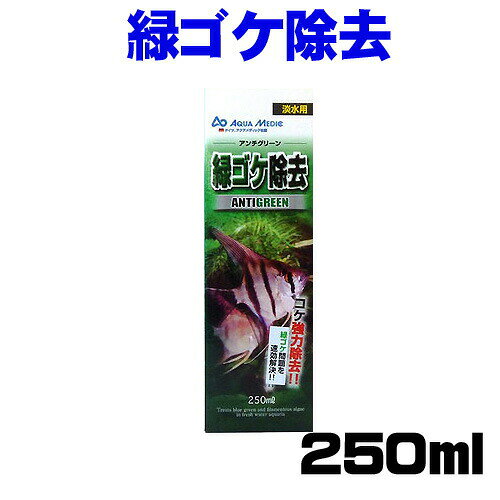 アンチ グリーン は 水質 を 改善 する こと に よっ て 淡水 水槽 内 に 生え て くる コケ （ 藻類 ） を 抑制 、 除去 し ます 。 水槽 内 に 付着 する 緑色 の コケ や 茶 ゴケ 、 また 付着 性 の 藍藻 など に 効果 が あり ます 。 無色透明 です ので 水槽 水 を 着色 する こと も あり ませ ん 。 生体 に やさしく 、 魚 や エビ 類 、 水草 など に 影響 を 与え ませ ん 。 また 成分 は 水 と 酸素 に 分解 さ れ ます ので 残留 する こと も あり ませ ん 。 予め 投与 し て いただき ます と コケ の 予防 に も 利用 する こと が でき ます 。 [conditioning]
