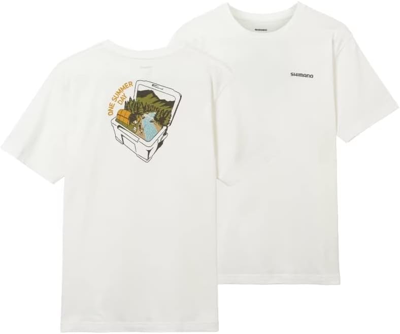 在有即日発送　シマノ(SHIMANO) SH-003V オーガニックコットン グラフィック Tシャツ WS アイボリー
