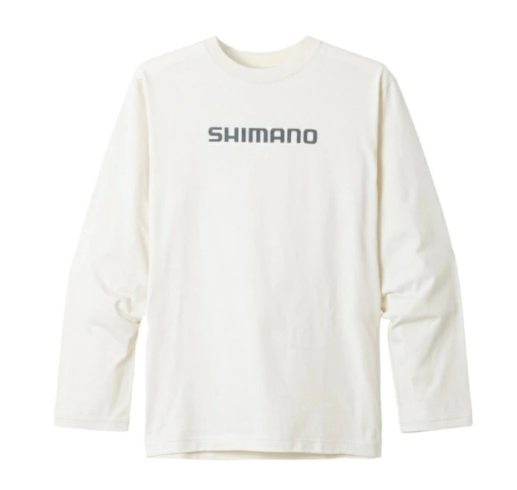 在有即日発送　シマノ(SHIMANO) SH-011V コットン ロゴ ロングスリーブ S オフホワイト