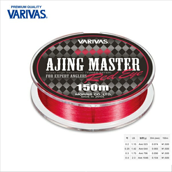 バリバス アジングマスター　エステル　レッドアイ 0.2号 150M メール便配送可　[用品]