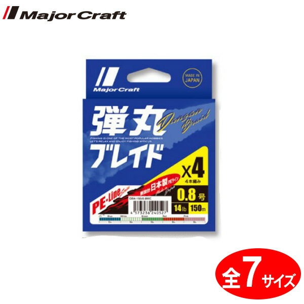 マラソン期間中エントリーでP最大10倍 メジャークラフト 弾丸ブレイド 4本編み マルチカラー DB4-200 PEライン ゆうパケット可