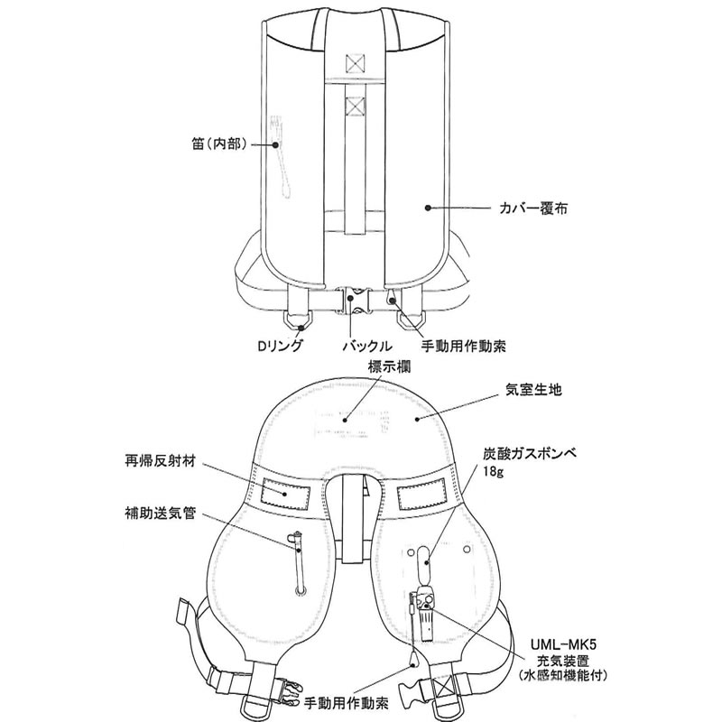 9月5日はエントリーしてP最大19倍★ラムセス 自動膨張式救命具ベストタイプ LJ-1877 (国土交通省型式承認品 小型船舶用救命胴衣 TYPE A タイプA 桜マーク)