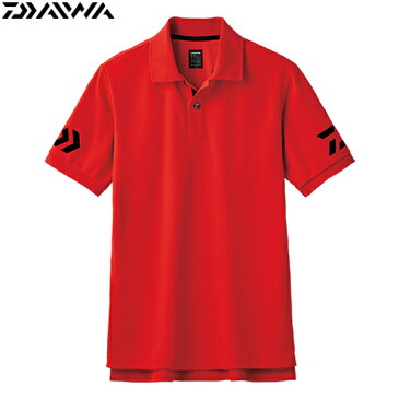 ダイワ 半袖ポロシャツ レッド×ブラック DE-7906 (フィッシングシャツ ジュニアサイズ)