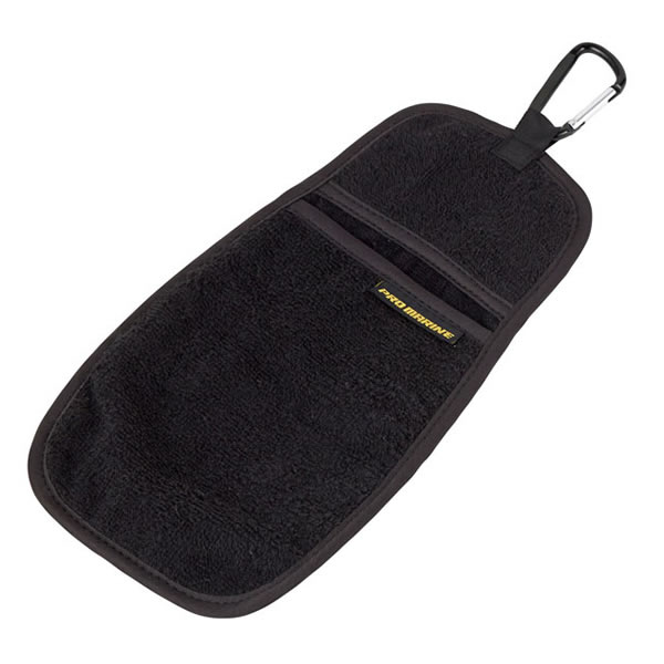 浜田商会 プロマリン カラビナ付フィッシングタオル ブラック WPT026 (フィッシングタオル)