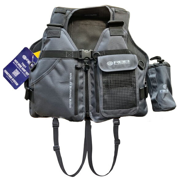 リバレイ RBB ロックショアショートベスト チャコール F #7661 (ライフジャケット 大人用 フローティン..