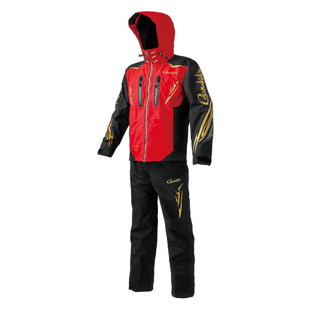 がまかつ アルテマシールドレインスーツ レッド GM3797 (レインウェア レインスーツ 上下セット)