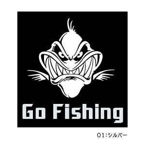 オルルド釣具 フィッシングステッカー 「Go Fishing」 巨大 肉食魚 16×16cm 貼付用ヘラ付通販格安セール情報 楽天 通販