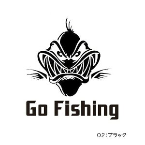 オルルド釣具 フィッシングステッカー 「Go Fishing」 巨大 肉食魚 16×16cm 貼付用ヘラ付通販格安セール情報 楽天 通販