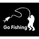 ステッカー フィッシング Go Fishing 釣り人 釣れた 合わせたら飛んできた 14×11cm 貼付用ヘラ付 オルルド釣具 釣り 釣り具 釣具