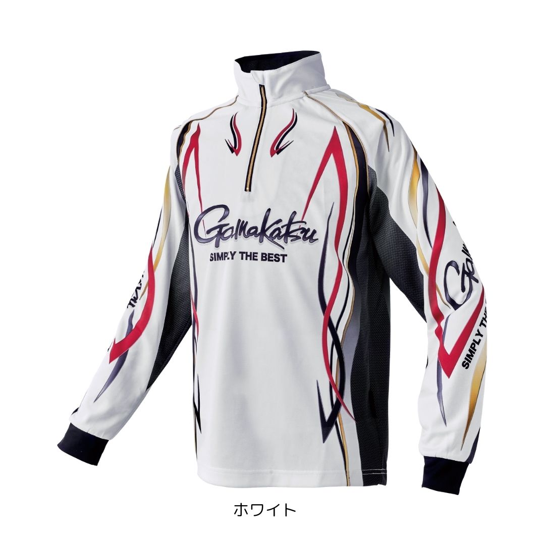 GM3734 2WAYプリントジップシャツ(長袖) #5Lサイズ #ホワイト （がまかつ） 2025年新製品