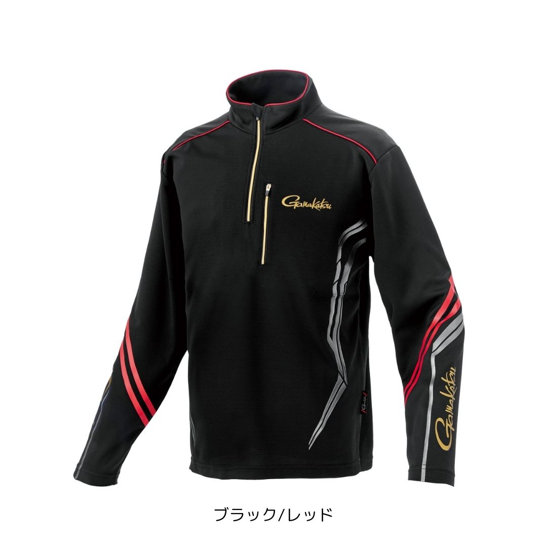 GM3778 UDジップシャツ #Mサイズ #ブラック/レッド （がまかつ） 2025年新製品