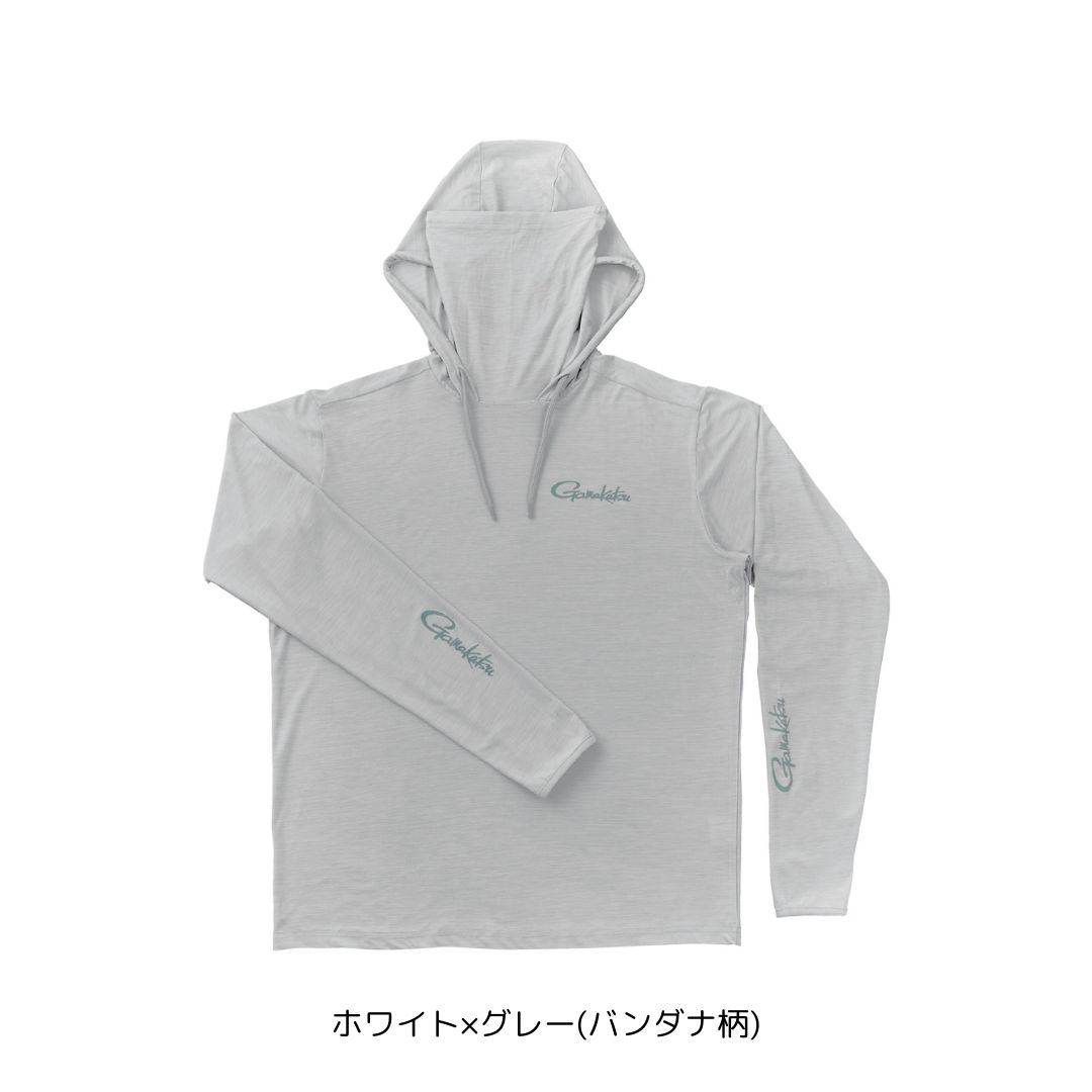 GM3747 サンシェードフーディTシャツ #Mサイズ #ホワイト×グレー(バンダナ柄) （がまかつ） 2025年新製品
