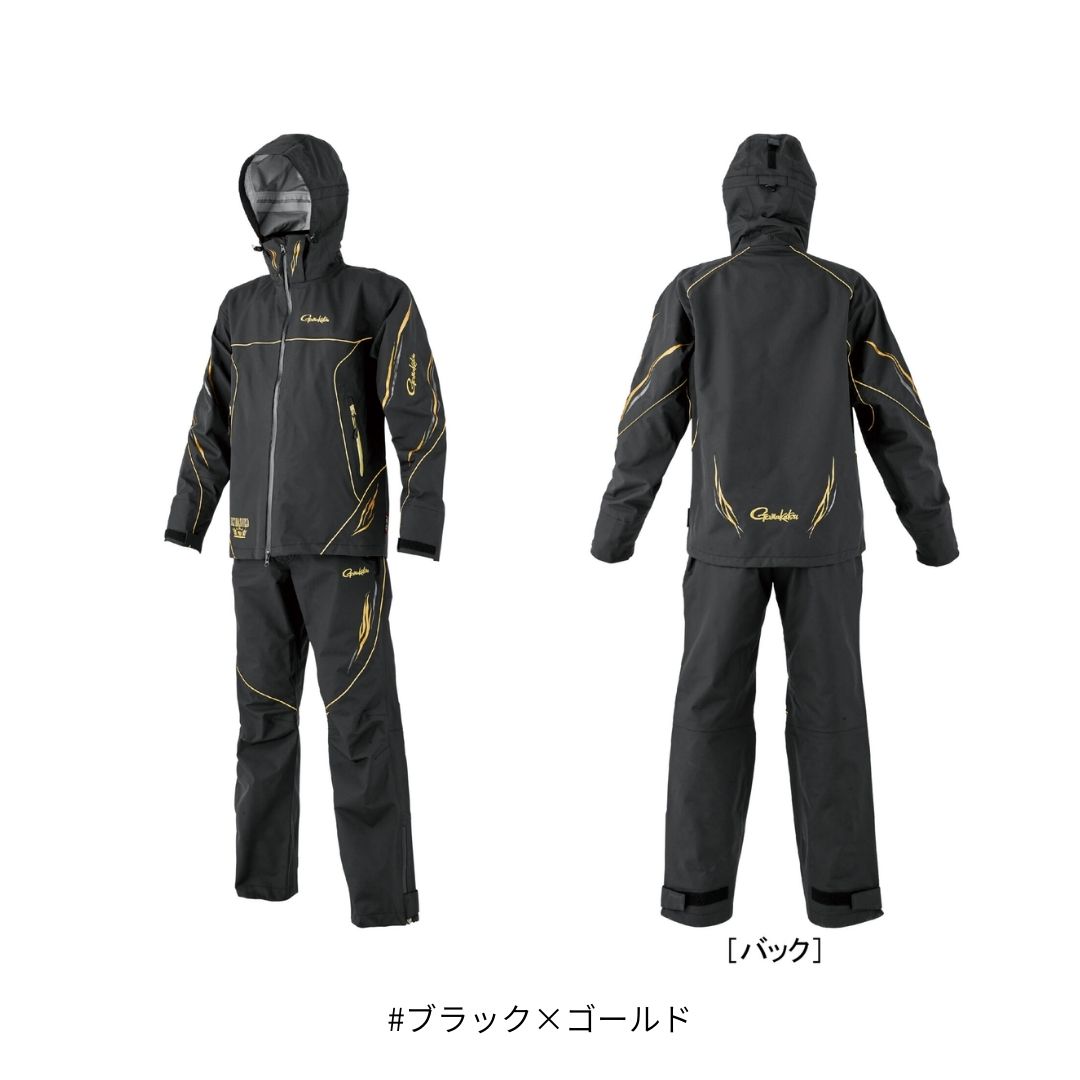 GM3798 アルテマシールドプロオールウェザースーツ #ブラック×ゴールド #3Lサイズ Gamakatsu（がまかつ）