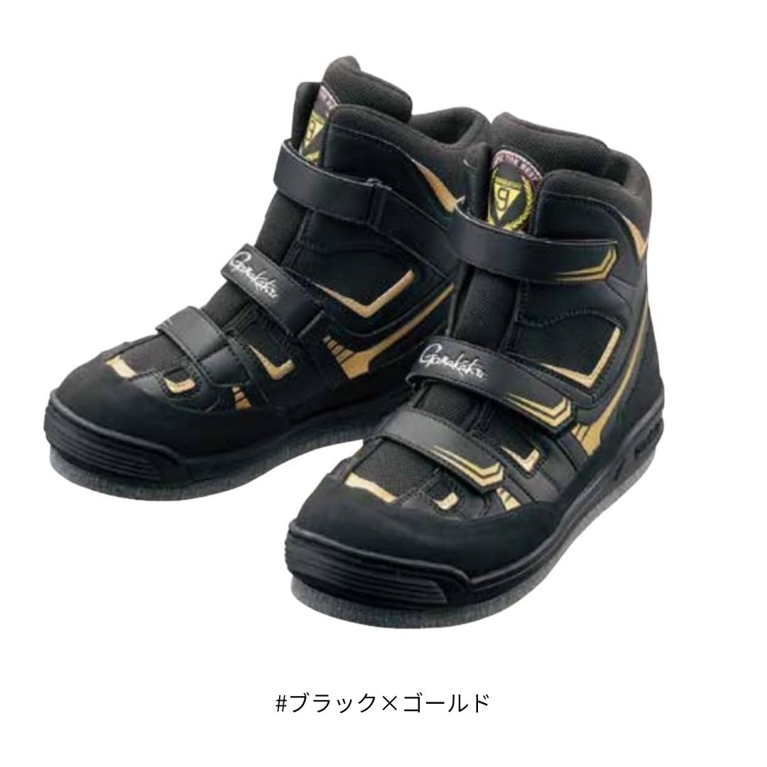 GM4514 フェルトスパイクシューズ(パワータイプ) #ブラック×ゴールド #4Lサイズ(28.0〜29.0cm) Gamakat..