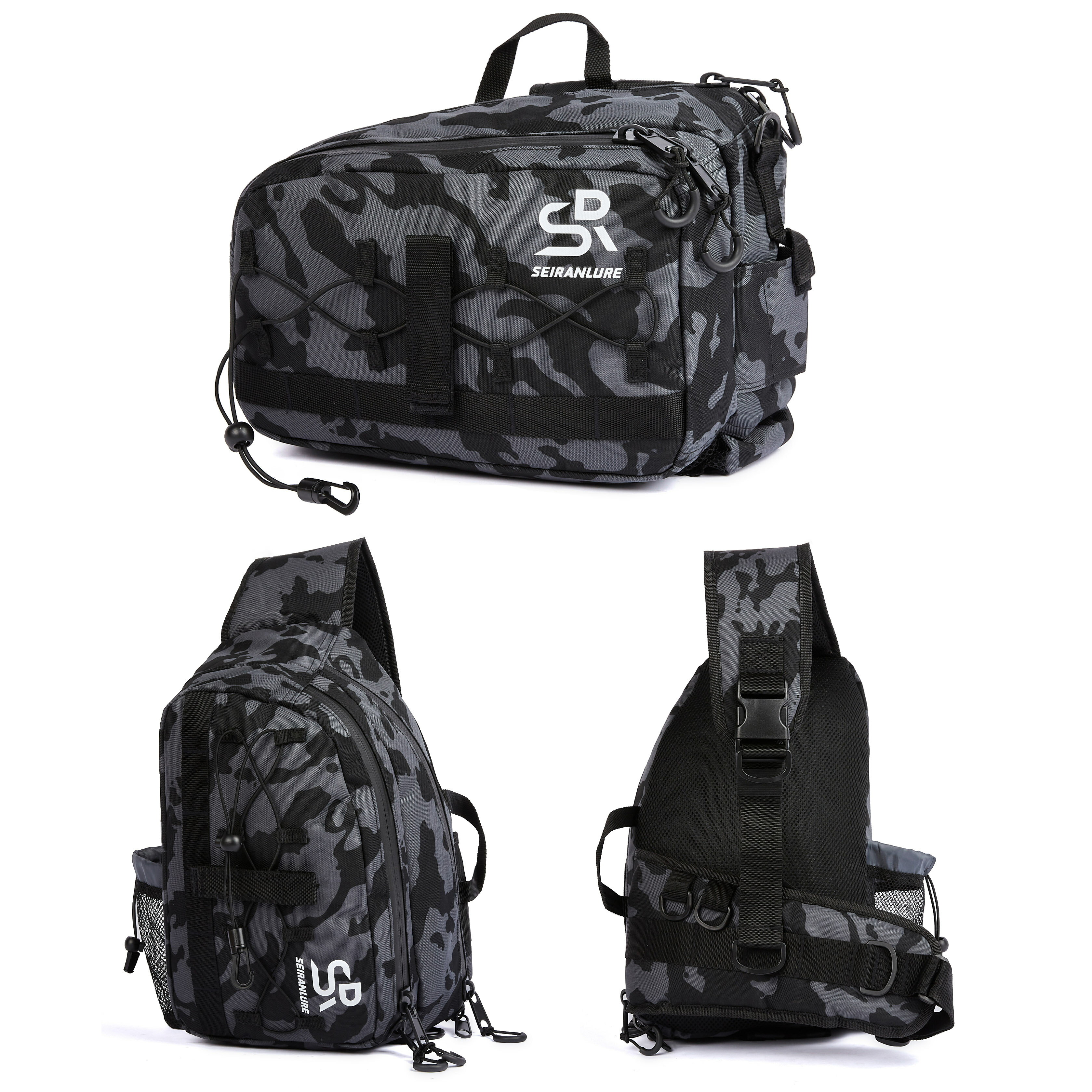 【全国送料無料】[青嵐ルアー] フィッシングバッグ ボディバッグ ショルダーバッグ SR-BG1 釣り タックルバッグ アウトドア ロッドホルダー付き 防水仕様 止水ファスナー メッセンジャー【沖縄の方限定特典付き】
