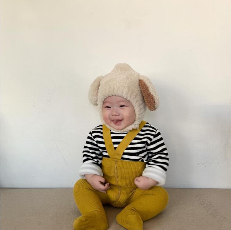 ベビー 新生児用 帽子 ニット素材 犬耳付きデザイン 可愛い あったか 防寒対策 子供用 男の子 女の子 キッズ 赤ちゃん用 秋冬シーズン対応