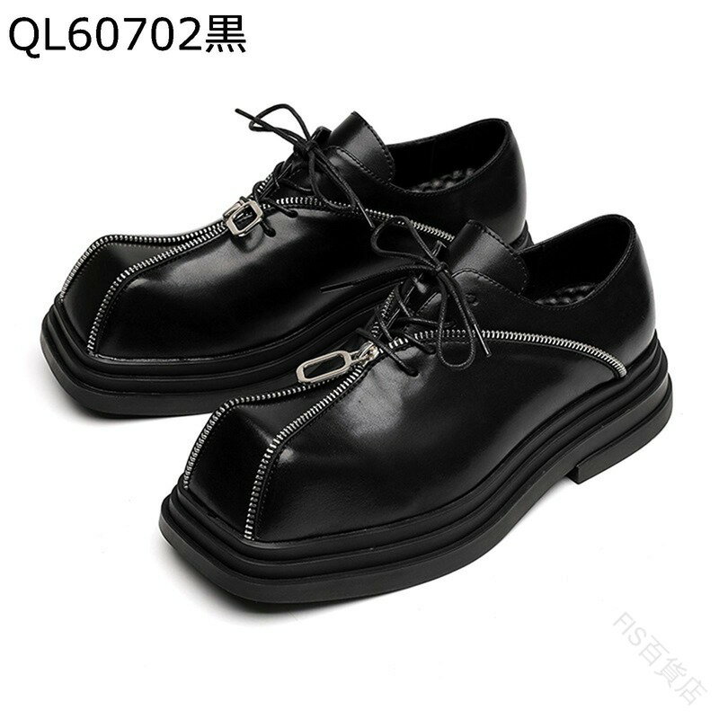 カジュアルシューズ メンズ パンク レースアップ ジッパー付き ローカット 紳士靴 仕事用 会社用 ロー..