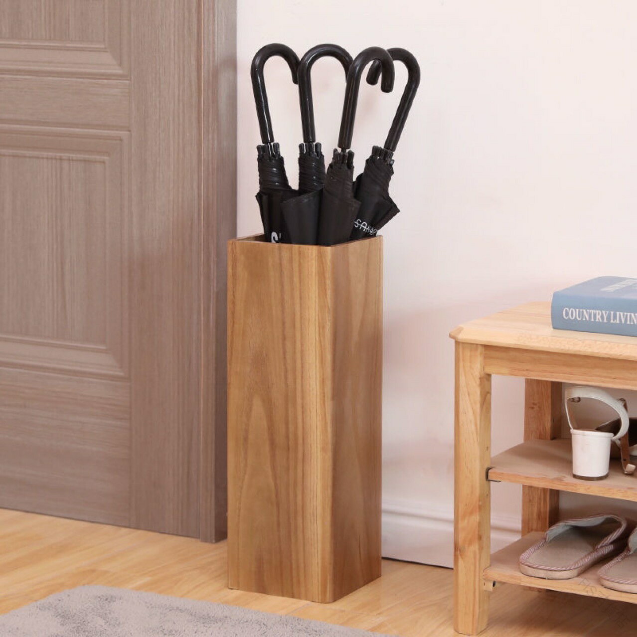 木製傘立てスリム17.5×50cm玄関用傘スタンド長傘野球バットゴルフクラブ対応玄関収納屋外おしゃれ多機..