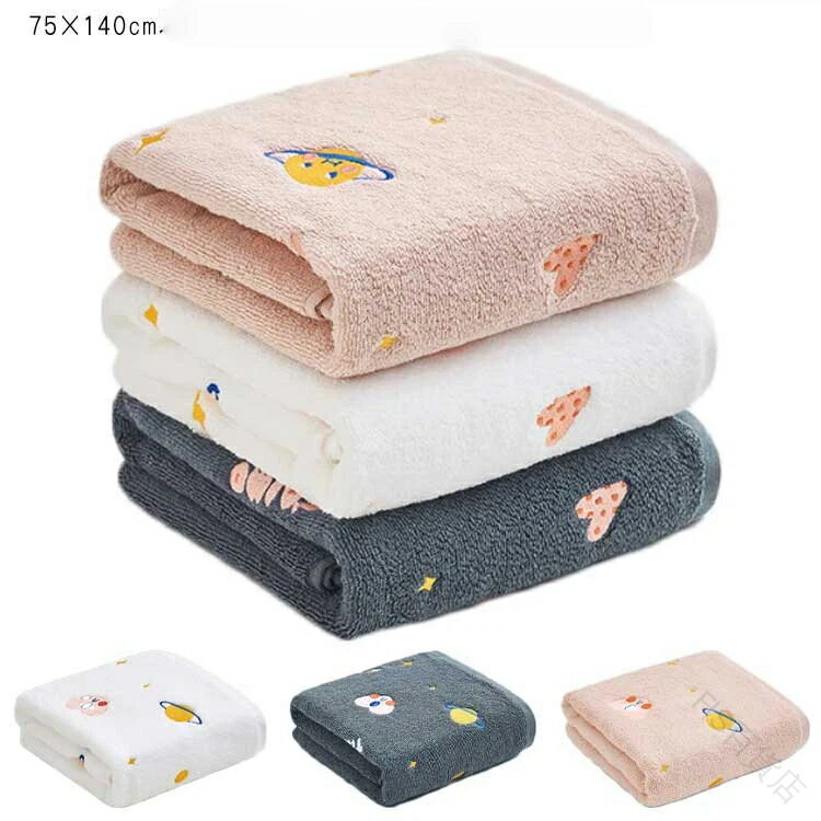 バスタオル タオル バス 大判 ベビーケット 高級 コットン 綿 75cm×140cm コーマ糸 厚手 ふわふわ かわいい お風呂上り 昼寝 吸水 速乾 コットンタオル 大きめ タオルケット シンプル お洒落 無撚糸 ふんわり 肌触り抜群の上質素材使用で長持ち快適