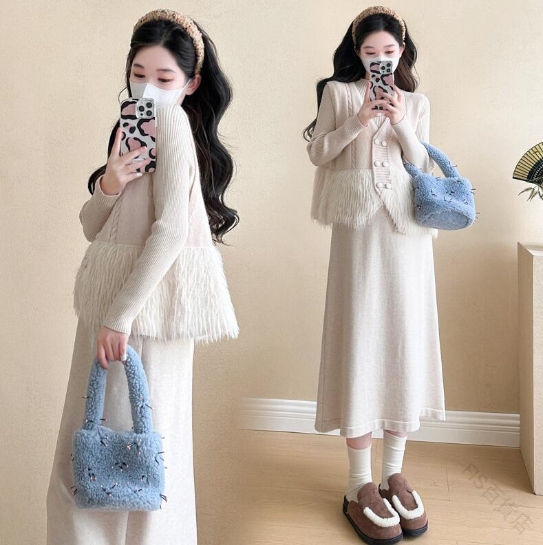 おしゃれマタニティニット服長袖妊娠...