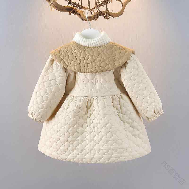 中綿コート ベビー 女の子 1歳 2歳 3歳 裏ボア付き 暖かい ポリエステル素材 フードなし 襟付き フロントボタン 無地 カジュアル お出かけ着 普段使い ...