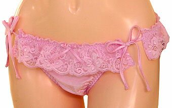 【日本製】ラッセルレースひも付きショーツ M寸ピンク送料無料(メール便)