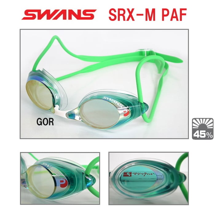 スイムゴーグル レーシング ゴーグル 水泳 競泳 FINA承認 ミラーゴーグル クッション付き SWANS スワンズ PREMIUM ANTI-FOG 曇り止め SRX-MPAF-GOR