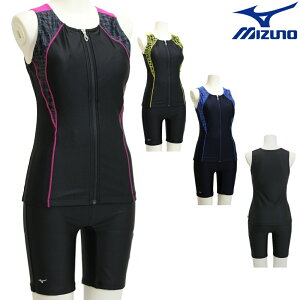 【店頭展示品】ミズノ MIZUNO フィットネス水着 女性 レディース セパレーツ ファスナー付き 袖なし パッド付き N2JG2867