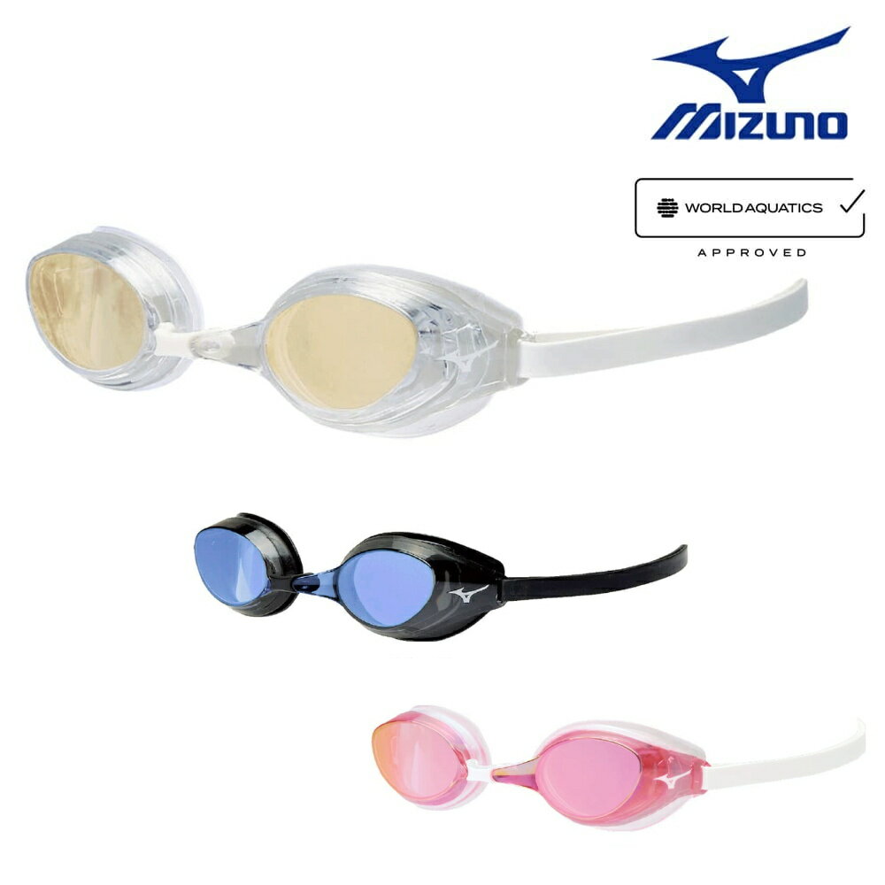 ミズノ MIZUNO 水泳 レーシングゴーグル アクセルアイ ミラーレンズ クッション一体成型 WA承認モデル fina承認 競泳 2024年春夏モデル N3JEB901