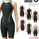 アリーナ ARENA 競泳水着 ジュニア女子 fina承認 ハーフスパッツ オールインワン 着やストラップ オールインワン AQUA STRIPE-D ARN-2050WJ