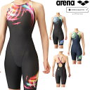 アリーナ ARENA 競泳水着 レディース WA承認モデル レーシングハーフスパッツ オープンバック オールインワン AQUA RACING AQUA STRI...