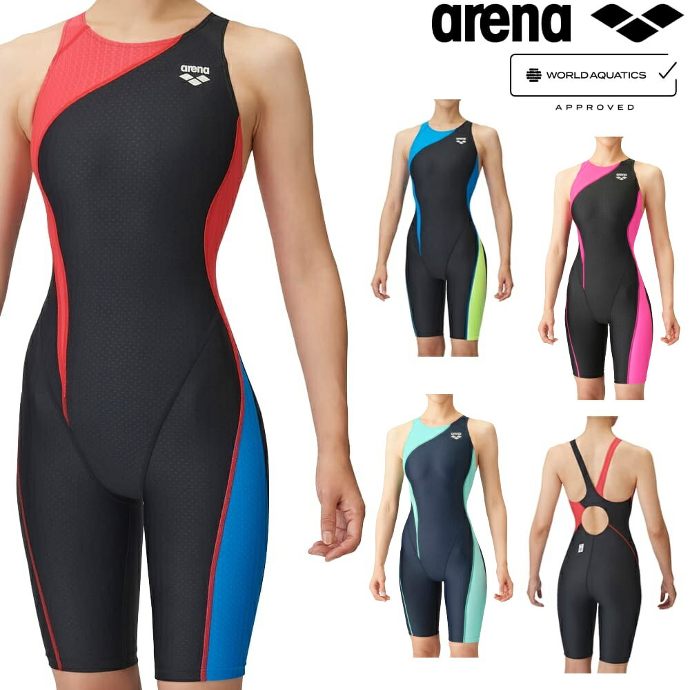 アリーナ ARENA 競泳水着 レディース WORLD AQUATICS承認 レーシングスパッツ オープンバック オールインワン AQUA STRIPE-D FAR-3553W