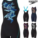 スピード SPEEDO フィットネス水着 レディース ジオメトリックロゴルースンニースキン パッド付き Ultra Stretch ECO オールインワン 2024年秋冬モデル SFW12451(4)