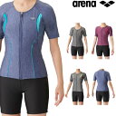 アリーナ ARENA フィットネス水着 レディース 大きめカラースナップ付きセパレーツ 差し込みフィットパッド パッド付き ダブルエステル LAR-3242W