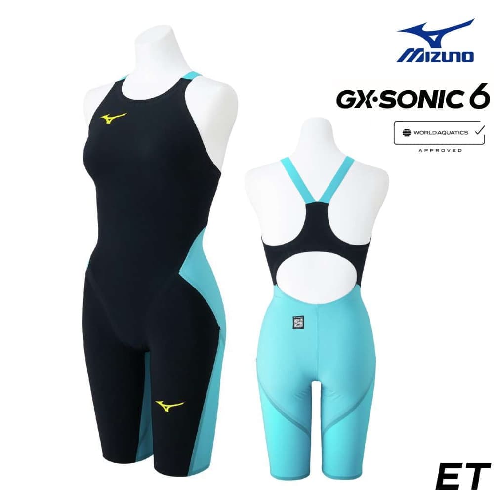 ミズノ 競泳水着 レディース GX SONIC6 ET WA承認モデル GX SONIC VI ハーフスーツ 布帛素材 競泳全種目 短距離〜中・長距離 選手向き MIZUNO 高速水着 女性用 2025年春夏モデル新色 ターコイズ N2MGA703 fina マーク あり